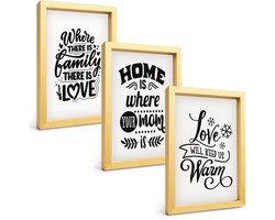 Tulup 4-Delige Schilderij Set - Familie, liefde, thuis, warmte in eenvoudige slogans - 20 x 30 cm - Moderne Wanddecoratie - Woonkamer