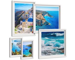 Tulup 4-Delige Schilderij Set - Landschappen van de Egeïsche Zee met pittoreske uitzichten - 50 x 50 cm, 20 x 30 cm en 40 x 60 cm - Muurdecoratie - Wanddecoratie - Hal