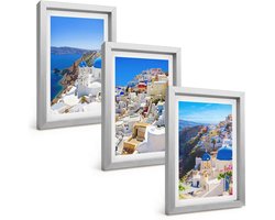 Tulup 4-Delige Schilderij Set - Landschapsarchitectuur en uitzichten op de stad Oia op Santorini, Griekenland - 20 x 30 cm - Decoratieve Schilderijen - Woonkamer - Interieur - Interieur Decoratie