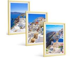 Tulup 4-Delige Schilderij Set - Landschapsarchitectuur en uitzichten op de stad Oia op Santorini, Griekenland - 40 x 60 cm - Wanddecoratie - Woonkamer Decoratie - Muurdecoratie
