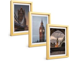 Tulup 4-Delige Schilderij Set - Uitzicht op Londen met de brug en de Big Ben. - 20 x 30 cm - Stijlvolle Muurdecoratie - Kantoor - Interieur Decoratie