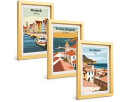 Tulup 4-Delige Schilderij Set - Uitzichten op Europese kust- en havensteden - 20 x 30 cm - Wanddecoratie - Schilderijen Set - Interieur - Woonkamer Decoratie