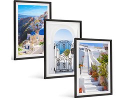 Tulup 4-Delige Schilderij Set - Uitzichten op Santorini en de Griekse architectuur van de stad Oia. - 40 x 60 cm - Wanddecoratie - Schilderijen Set - Kantoor - Moderne Wanddecoratie