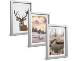 Tulup 4-Delige Schilderij Set - Winterlandschap met hertenhut en beekje - 20 x 30 cm - Muurdecoratie - Decoratieve Schilderijen - Wohnzimmer - Moderne Wanddecoratie