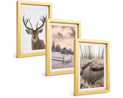 Tulup 4-Delige Schilderij Set - Winterlandschap met hertenhut en beekje - 20 x 30 cm - Muurdecoratie - Decoratieve Schilderijen - Wohnzimmer - Woonkamer Decoratie