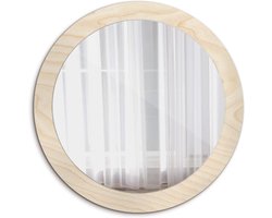 Tulup Gedrukte Spiegel Ø 80 cm Glas Interieur Decoratie Mooi Ontwerp Ronde DIY Modern Spiegel - Licht hout