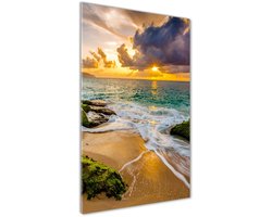 Tulup Glasschilderij - Foto Glas Zonsondergang - 60 cm x 120 cm - Orange Glas Foto - Foto In Glas - Moderne Glaspanelen - Glas Schilderij - Glaskunst voor de Badkamer