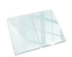 Tulup Glazen Snijplank - SET van 2 STUKS 30 x 52 cm - Snijplanken van Glas - Rechthoekig Keukengerei - Transparant Snijplanken van Glas - Anti-Slip Snijplanken