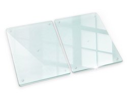 Tulup Glazen Snijplank - SET van 2 STUKS 40 x 52 cm - Snijplank Glas - Rechthoekig Keukenbenodigdheden - Transparant Snijplank Glas - Serveerplank van glas