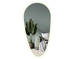 Tulup LED Spiegel - Asymmetrische LED Spiegel - 35 cm x 70 cm - LED Wandspiegel met Verlichting - LED spiegel voor Woonkamer - Toilet Spiegel - Neutraal Wit 4000K - Spiegel met Geïntegreerde Verlichting - LED Industriële Wandspiegel