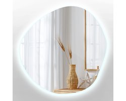 Tulup LED Spiegel - Asymmetrische Spiegel - 77 cm x 77 cm - Spiegel Led Verlichting - LED-spiegel voor Slaapkamer - Koel Wit 6500K - Spiegel Met Licht - LED Industriële Wandspiegel