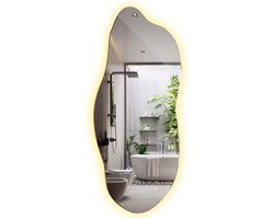 Tulup LED Spiegel - Asymmetrische Spiegel LED - 40x90 cm - Spiegel Organisch Met Licht - Slaapkamerspiegel - Warm Wit 3000K - LED Spiegel Organische Vorm - Industriële Wandspiegel
