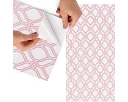 Tulup Meubelfolie - Roze elegantie Meubel Wrap Folie - 75x150 cm - Wit Meubelfolie - Meubel Wrap Folie - Geometrische Meubelfolie - Plakfolie Meubels - Keuken decoratie - Achtergronden en patronen