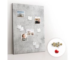 Tulup Prikbord - Betonnen muur Kurkbord - 100 cm x 140 cm - Grijs Prikbord - Metalen Pinnen - Kurk Bedrukken - Kurkbord Organizer - Memobord Van Kurk - Minimalistisch Kurkbord - Memo Kurkbord