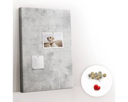 Tulup Prikbord - Betonnen muur Kurkbord - 40 cm x 60 cm - Grijs Prikbord - Metalen Pinnen - Kurk Bedrukken - Kurkbord Slaapkamer - Memobord Van Kurk - Esthetisch Prikbord - Kurkbord Met Print