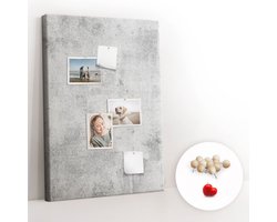 Tulup Prikbord - Betonnen muur Kurkbord - 70 cm x 100 cm - Grijs Prikbord - Houten Pinnen - Kurk Bedrukken - Kurkbord Voor Thuis - Memobord Van Kurk - Design Prikbord Kurk - Kurkbord Wanddecoratie