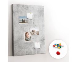 Tulup Prikbord - Betonnen muur Kurkbord - 70 cm x 100 cm - Grijs Prikbord - Kleurrijke Pinnen - Kurk Bedrukken - Kurkbord Voor Kantoor - Memobord Van Kurk - Design Prikbord Kurk - Kurkbord Wanddecoratie