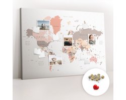 Tulup Prikbord - Gedetailleerde wereldkaart Memobord Van Kurk - 140 cm x 100 cm - Bruin Prikbord - Metalen Pinnen - Kurk Prikbord - Kurkbord Voor School - Kurk Bedrukken - Design Prikbord Kurk - Kurkbord Wanddecoratie