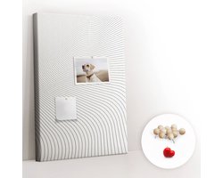 Tulup Prikbord - Grijze lijnen Prikbord Van Kurk - 40 cm x 60 cm - Zwart en wit Prikbord - Houten Pinnen - Memobord Van Kurk - Kurkbord Organizer - Kurkbord - Design Prikbord Kurk - Kurkbord Wanddecoratie