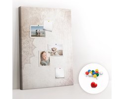 Tulup Prikbord - Mandala's Kurk Prikbord - 70 cm x 100 cm - Beige Prikbord - Kleurrijke Pinnen - Kurkbord - Kurk Prikbord Bureau - Prikbord Van Kurk - Design Prikbord Kurk - Kurkbord Wanddecoratie