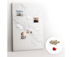 Tulup Prikbord - Marmeren steen Kurk Bedrukken - 100 cm x 140 cm - Wit Prikbord - Metalen Pinnen - Prikbord Van Kurk - Kurk Prikbord Bureau - Kurk Prikbord - Design Prikbord Kurk - Kurkbord Wanddecoratie