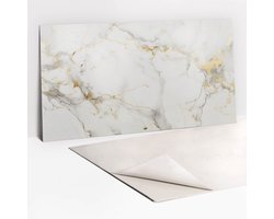 Tulup PVC Wandpaneel - Elegant Marmer En Goud Zelfklevend Wandpaneel - 100 x 50 cm - Grijs Zelfklevende Wandbekleding - 1 stuk - Klassiek Wandpaneel - PVC Muurpaneel - Plaktegels Keuken en Badkamer