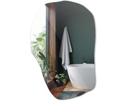 Tulup Spiegel - Asymmetrische Spiegel - 100 cm x 65 cm - Grote - Decoratieve Spiegel - Inloopkastspiegel – Badkamerspiegel - Toiletspiegel - Unieke make-up Spiegel - Moderne wandspiegel - Scandinavisch Design - Frameloos Spiegel - Organische vorm