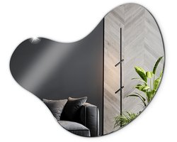 Tulup Spiegel - Bijzondere vorm Spiegel - 58 cm x 57,5 cm - Onregelmatige Spiegel - Woonkamerspiegel - Badkamerspiegel - Gang - Wandspiegel - Frameloze - Minimalistische spiegel - Natuurlijk Design Spiegel - Hangspiegel