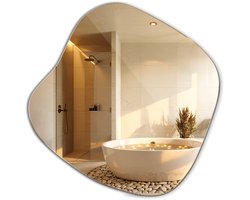 Tulup Spiegel - Onregelmatige Spiegel - 67 cm x 67 cm - Spiegel Asymmetrisch - Halspiegel - Spiegel Met Onregelmatige Vorm - Organisch Gevormde Spiegel - Wandspiegel in Loftstijl