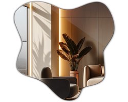 Tulup Spiegel - Organische Spiegel - 58 x 57,5 cm - Onregelmatige Spiegel - Woonkamerspiegel - Inloopkastspiegel - Hal - Unieke make-up Spiegel - Frameloze - Spiegelmontageset - Multifunctionele spiegel - Organische vorm