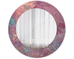 Tulup Spiegel - Ronde Spiegel - Spiegel op gehard Glas - Kleurenfestival - Diameter: 50 cm - Paarse - Badkamerspiegel - Gangspiegel - Eetkamer - Decoratieve spiegel - Tijdloos Spiegel - Luxe Spiegel - Wandmontage