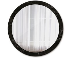 Tulup Spiegel - Ronde Spiegel - Spiegel op gehard Glas - Marmeren steen - Diameter: 100 cm - Spiegel met decoratief motief - Stijlvol accent - Zwarte - Slaapkamerspiegel - Badkamerspiegel - Make-upruimte - Kaptafel - Make-up Spiegel - Top Kwaliteit