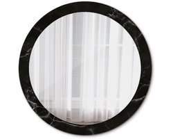 Tulup Spiegel - Ronde Spiegel - Spiegel op gehard Glas - Marmeren steen - Diameter: 90 cm - Spiegel met decoratief motief - Badkamerspiegel - Gangspiegel - Logeerkamer - Zwarte - Origineel cadeau - Stijlvolle Spiegel - Top Kwaliteit