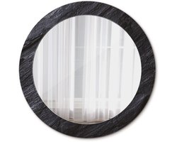 Tulup Spiegel - Ronde Spiegel - Spiegel op gehard Glas - Zwarte steen - Diameter: 70 cm - Stijlvolle spiegel met grafisch motief - Decor voor woonkamer - Spiegel voor hal of entree - Zwarte - Luxe Spiegel - Elegant Spiegel - Hangspiegel