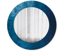 Tulup Spiegel - Ronde vorm Spiegel - op gehard Glas - Abstracte kunst - Diameter: 50 cm - Blauwe - Inloopkastspiegel – Badkamerspiegel - Toiletspiegel - Spiegel met decoratieve opdruk - Tijdloos Spiegel - Minimalistische Spiegel - Ronde vorm