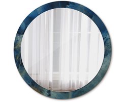 Tulup Spiegel - Ronde vorm Spiegel - op gehard Glas - Onyx marmer - Diameter: 100 cm - Decoratieve spiegel - Wanddecoratie Spiegel - Blauwe - Decor voor woonkamer - Spiegel voor hal of entree - Make-up Spiegel - Ophangsysteem