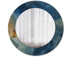 Tulup Spiegel - Ronde vorm Spiegel - op gehard Glas - Onyx marmer - Diameter: 50 cm - Blauwe - Inloopkastspiegel – Badkamerspiegel - Toiletspiegel - Decoratieve spiegel - Tijdloos Spiegel - Minimalistische Spiegel - Ronde vorm