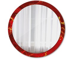 Tulup Spiegel - Ronde vorm Spiegel - op gehard Glas - Rood marmer - Diameter: 100 cm - Spiegel met een sierlijk motief - Premium Spiegel - Rode - Inloopkastspiegel – Badkamerspiegel - Kleedkamer - Make-up Spiegel - Montageset