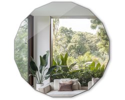 Tulup Spiegel - Spiegel met polygonale vorm - 50 x 50 cm - Decoratieve Spiegel - Toiletspiegel - Inloopkastspiegel – Badkamerspiegel - Woonaccessoires - Stijlvolle spiegel - Wanddecoratie Spiegel - Moderne Wandspiegel - Spiegel Met Haken