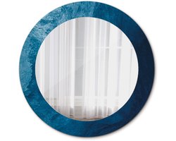 Tulup Spiegel - Spiegel op gehard Glas - Ronde Spiegel - Abstracte kunst - Diameter: 60 cm - Spiegel met decoratieve opdruk - Badkamerspiegel - Gangspiegel - Eetkamer - Hal - Blauwe - Minimalistische Spiegel - Make-up Spiegel - Ronde vorm