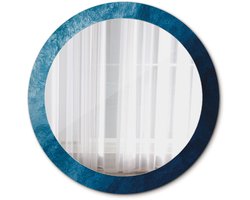 Tulup Spiegel - Spiegel op gehard Glas - Ronde Spiegel - Abstracte kunst - Diameter: 80 cm - Spiegel met decoratieve opdruk - Badkamerspiegel - Gangspiegel - Eetkamer - Blauwe - Wanddecoratie Spiegel - Decoratief Spiegel - Ronde vorm