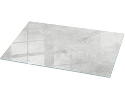 Tulup Tafelblad Glas - Betontextuur Met Scheuren Glazen Plaat - 100 cm x 50 cm - Grijs Glasplaat Tafel - Rechthoekig Tafelblad Glas - Glazen Tafelblad Geschikt voor de Keukentafel - Gehard Glas