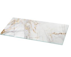 Tulup Tafelblad Glas - Elegant Geaderd Marmer Gehard Glas - 125 cm x 50 cm - Wit Glazen Tafelblad - Rechthoekig Tafelblad Glas - Glazen Tafelblad voor de Woonkamer - Glasplaat Tafel