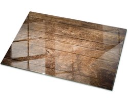 Tulup Tafelblad Glas - Houten Plankstructuur Gehard Glas - 100 cm x 70 cm - Bruin Glazen Tafelblad - Rechthoekig Tafelblad Glas - Gehard Glazen Tafelblad Voor de Eettafel in de Eetkamer - Glasplaat Tafel