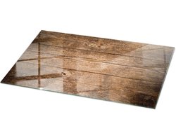 Tulup Tafelblad Glas - Houten Plankstructuur Gehard Glas - 120 cm x 60 cm - Bruin Glazen Tafelblad - Rechthoekig Tafelblad Glas - Glazen Tafelblad voor de Woonkamer - Glasplaat Tafel