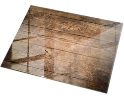 Tulup Tafelblad Glas - Houten Plankstructuur Gehard Glas - 120 cm x 80 cm - Bruin Glazen Tafelblad - Rechthoekig Tafelblad Glas - Glazen Tafelblad voor Tuin of Terrastafels - Glasplaat Tafel