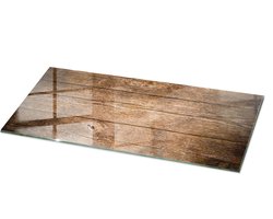 Tulup Tafelblad Glas - Houten Plankstructuur Gehard Glas - 125 cm x 50 cm - Bruin Glazen Tafelblad - Rechthoekig Tafelblad Glas - Glazen Tafelblad Geschikt voor de Keukentafel - Glasplaat Tafel