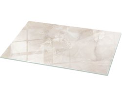 Tulup Tafelblad Glas - Marmer Textuurpatroon Glasplaat Tafel - 100 cm x 50 cm - Romig Veiligheidsglas - Rechthoekig Tafelblad Glas - Gehard Glazen Tafelblad Voor de Eettafel in de Eetkamer - Glazen Tafelblad