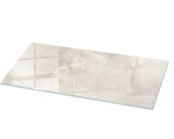 Tulup Tafelblad Glas - Marmer Textuurpatroon Glasplaat Tafel - 125 cm x 50 cm - Romig Veiligheidsglas - Rechthoekig Tafelblad Glas - Gehard Glazen Tafelblad Voor de Eettafel in de Eetkamer - Glazen Tafelblad