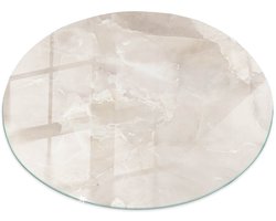 Tulup Tafelblad Glas - Marmer Textuurpatroon Glasplaat Tafel - 50 cm - Romig Veiligheidsglas - Rond Tafelblad Glas - Glazen Tafelblad voor Tuin of Terrastafels - Glazen Tafelblad